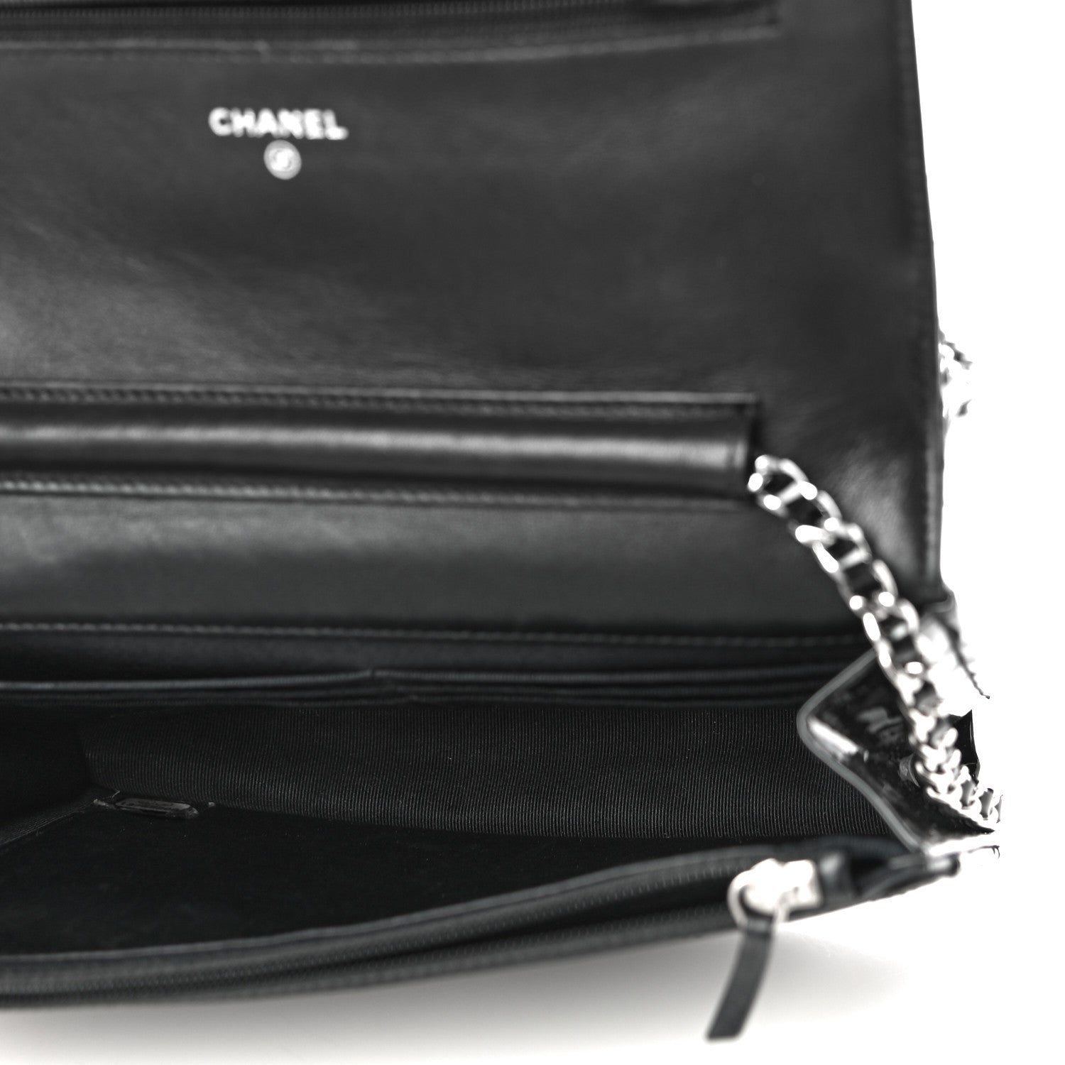 Chanel Patent Quilted Wallet On Chain WOC Black 5 of 11