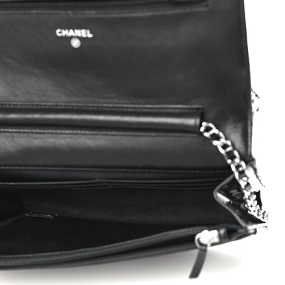 Chanel Patent Quilted Wallet On Chain WOC Black 5 of 11