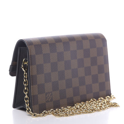 Louis Vuitton Damier Ebene Vavin Chain Wallet Black 3 of 10