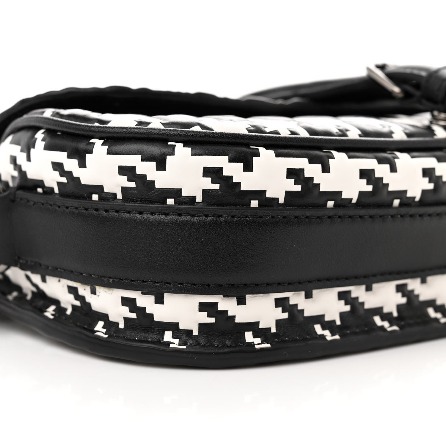Christian Dior Box Calfskin Houndstooth Quilted East West Bobby Bag Black White 10 of 11