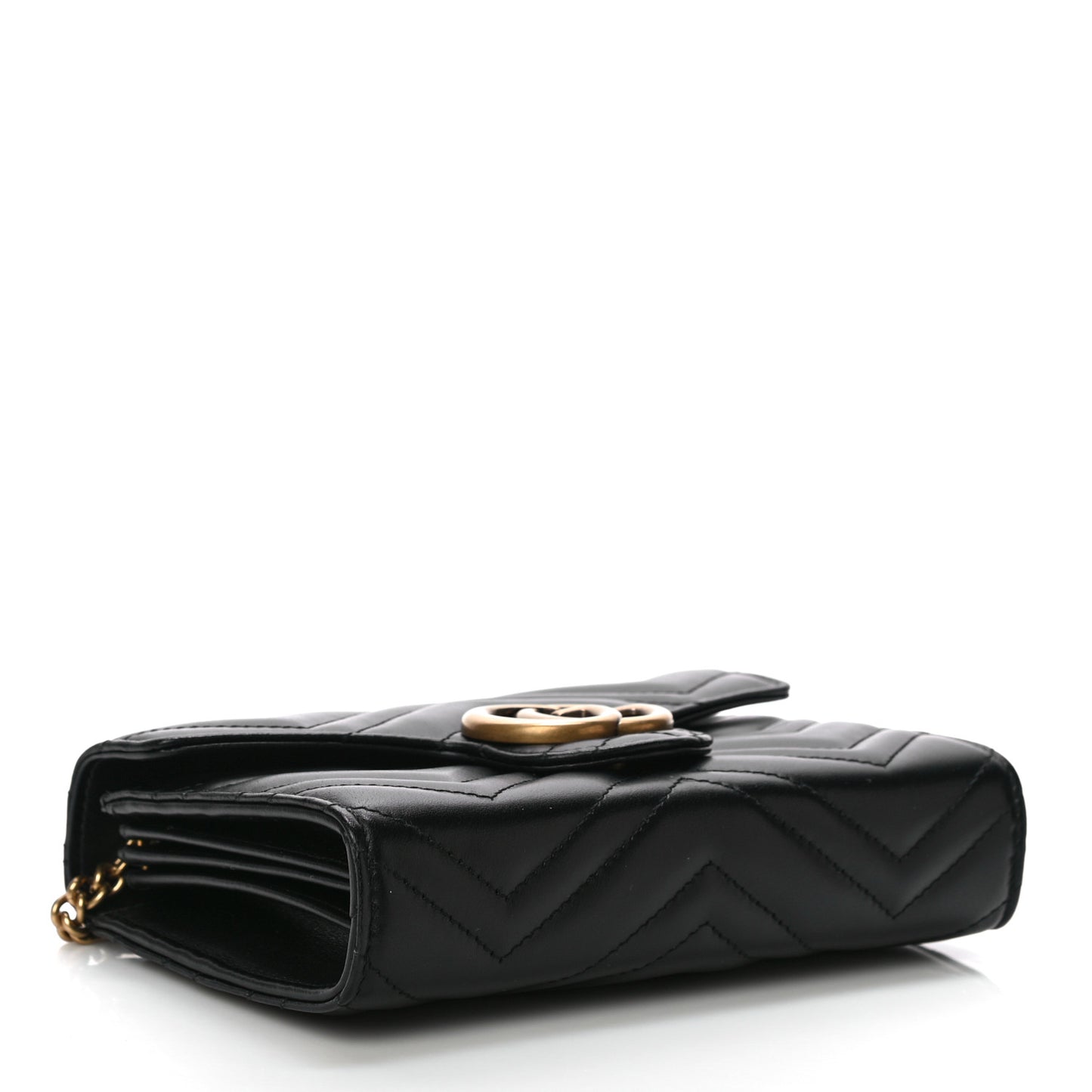 Calfskin Matelasse GG Marmont Chain Wallet Black