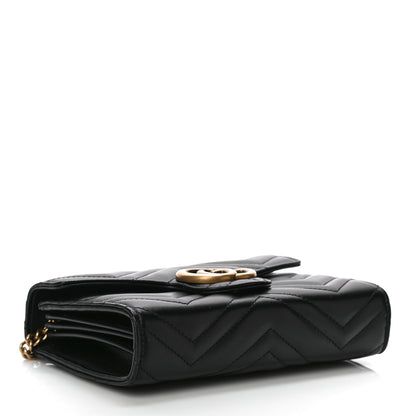 Gucci Calfskin Matelasse GG Marmont Chain Wallet Black 4 of 11