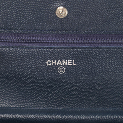 Chanel Caviar Quilted Wallet On Chain WOC Navy Blue 6 of 13