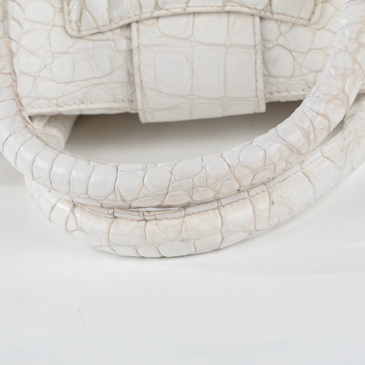 Jimmy Choo Calfskin Crocodile Embossed Large Rosalie Satchel White 11 of 12