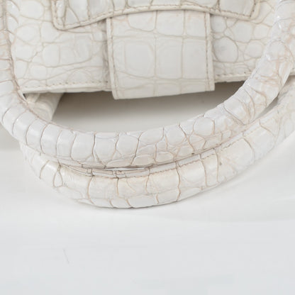 Jimmy Choo Calfskin Crocodile Embossed Large Rosalie Satchel White 11 of 12