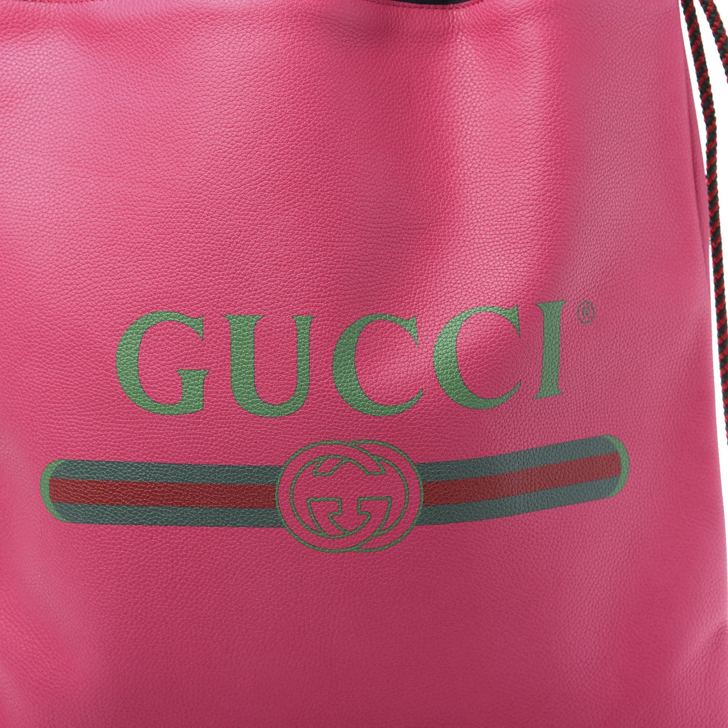 Grained Calfskin Logo Drawstring Backpack Box Pink Green Black