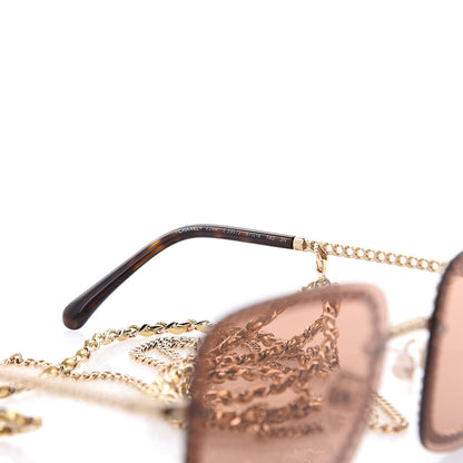 Chanel Metal Removable Chain Square Sunglasses 4244 Light Brown 6 of 7