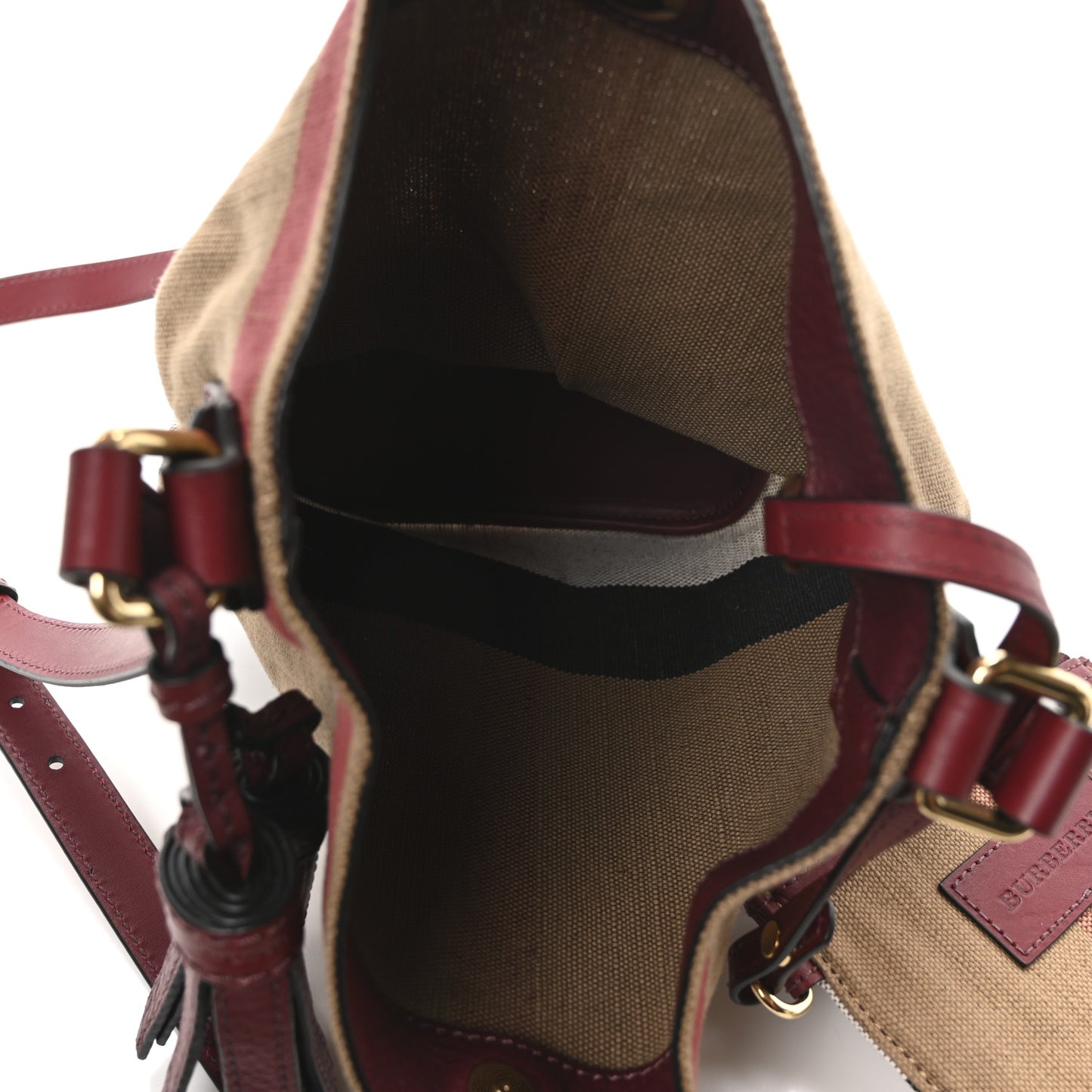 Canvas Mega Check Mini Ashby Tassel Crossbody Burgundy Red
