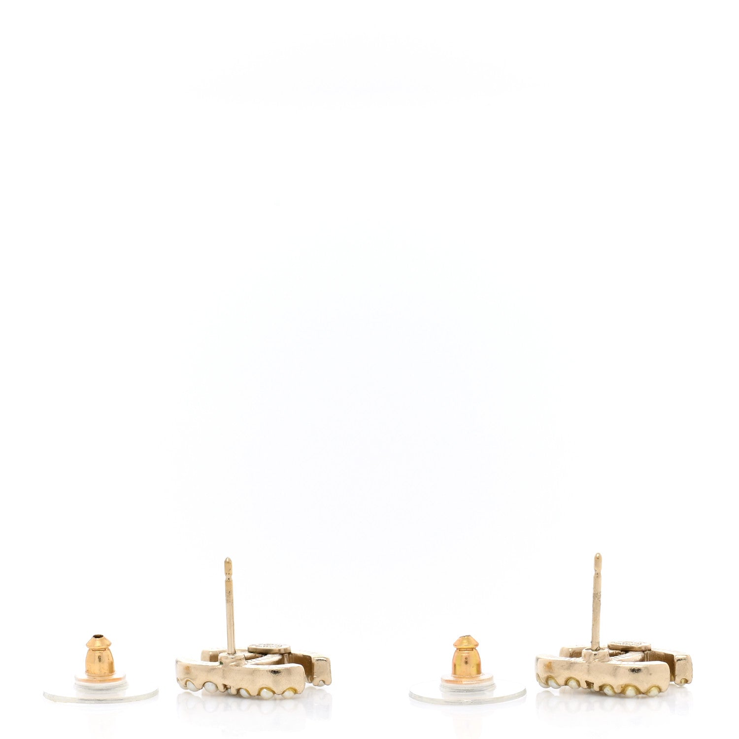 Chanel Pearl CC Earrings Light Gold 4 of 5
