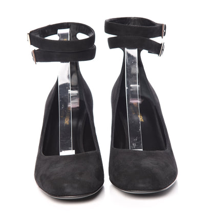 Saint Laurent Suede Babies Ankle Strap Pumps 40 Black 2 of 12