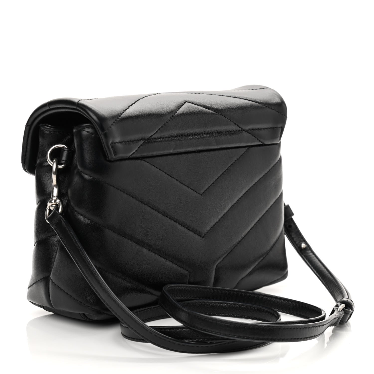 Saint Laurent Calfskin Y Quilted Monogram Toy Loulou Crossbody Bag Black 3 of 12
