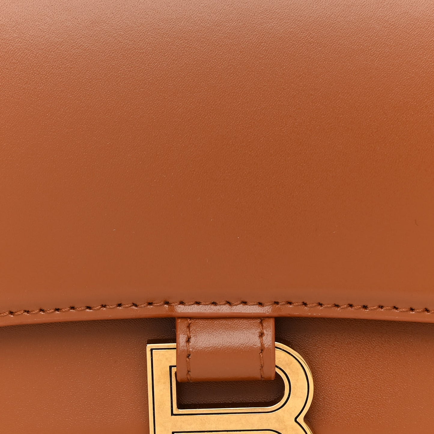 Shiny Box Calfskin Small Hourglass Top Handle Bag Camel
