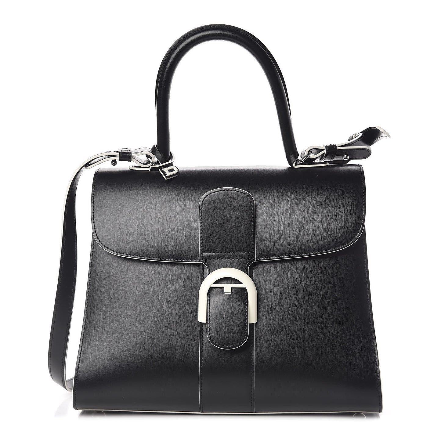 Box Calfskin Ribbons Dans Les Nuages MM Brillant Satchel Black