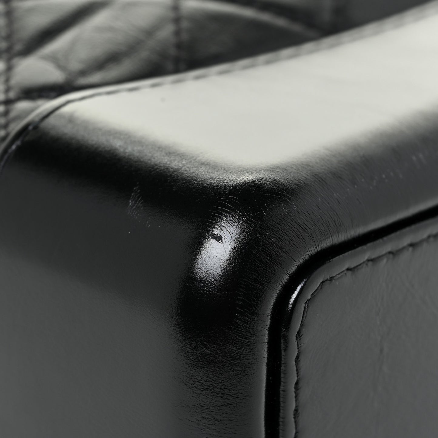 Aged Calfskin Quilted Gabrielle Backpack Black