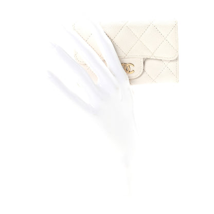 Chanel Caviar Quilted Flap Card Holder Wallet White 2 of 8