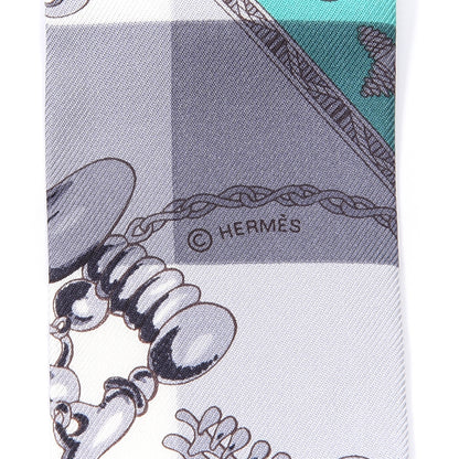 Hermes Silk Mors Et Gourmettes Vichy Twilly Anthracite Menthol White 4 of 4
