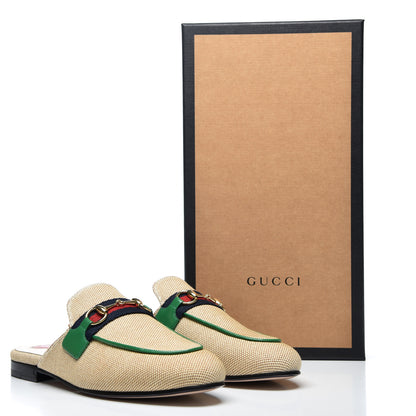 Gucci Canvas Vintage Charlotte Web Womens Princetown Slippers 36 Sand New Shamarock 10 of 10