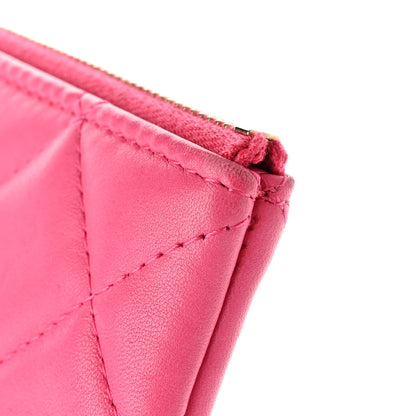 Chanel Lambskin Quilted Medium Cosmetic Case Dark Pink 9 of 14