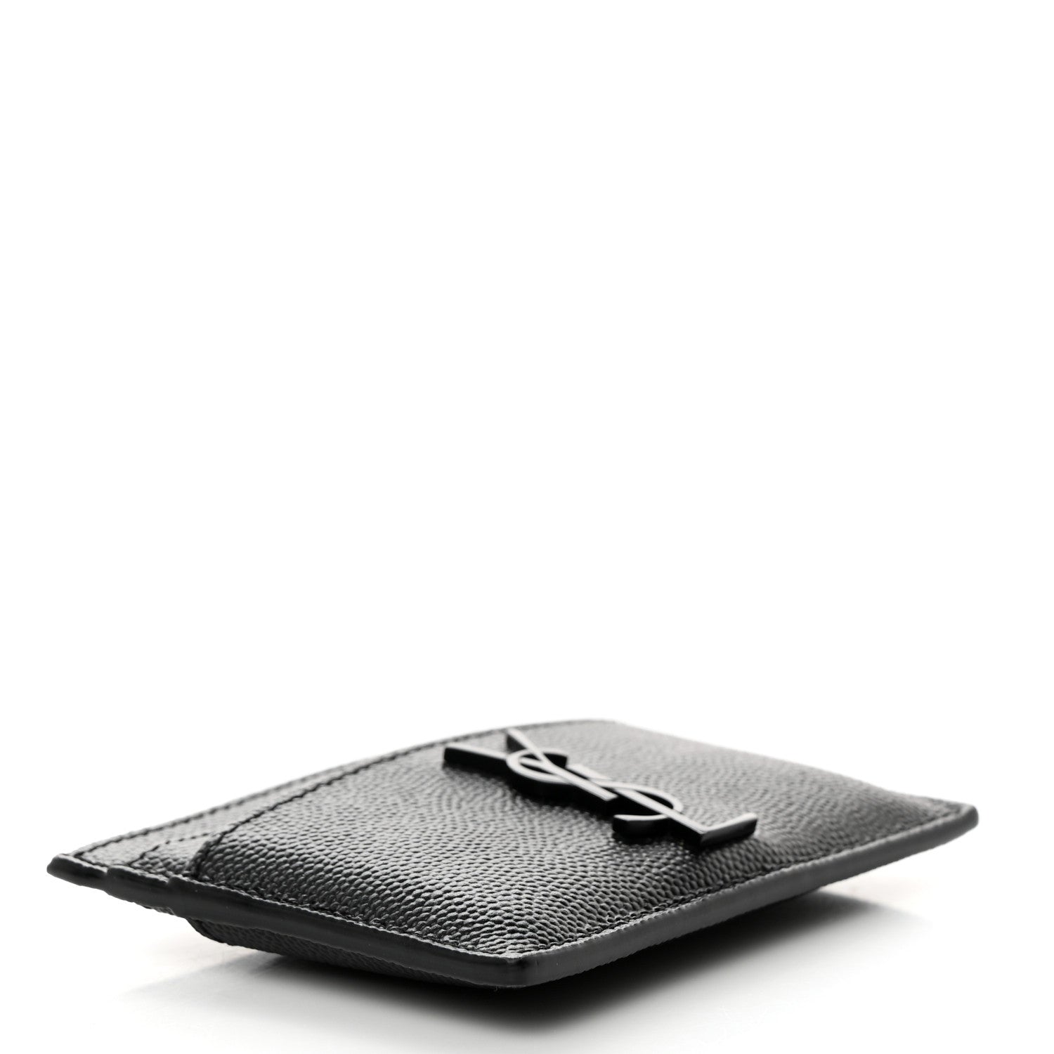 Saint Laurent Grain De Poudre Monogram Credit Card Case Black 4 of 8