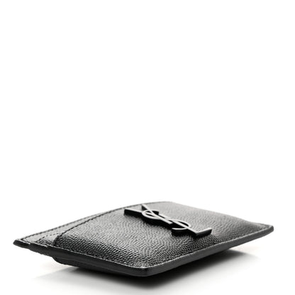 Saint Laurent Grain De Poudre Monogram Credit Card Case Black 4 of 8