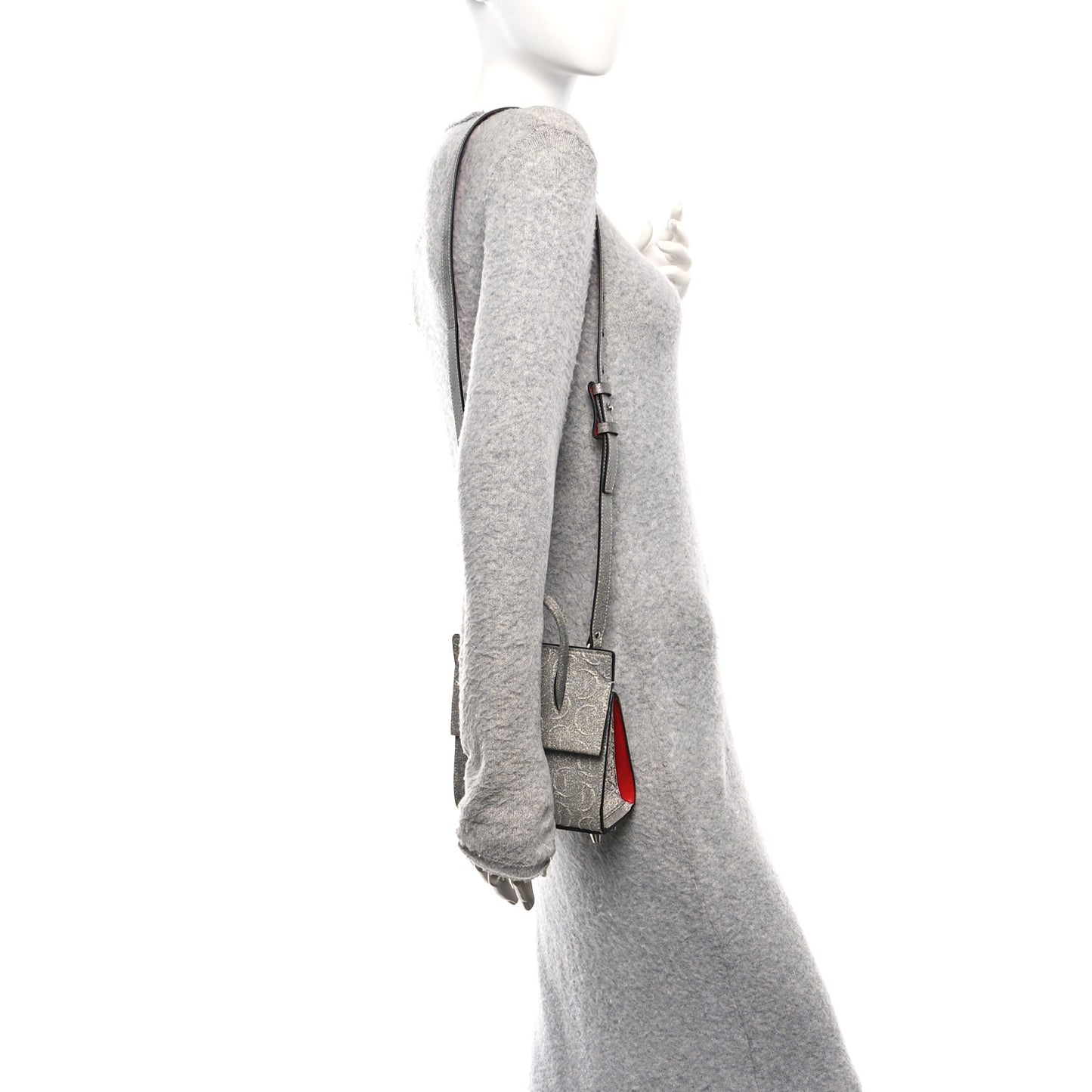Glitter Calfskin Paloma Mini Empire Tote Silver