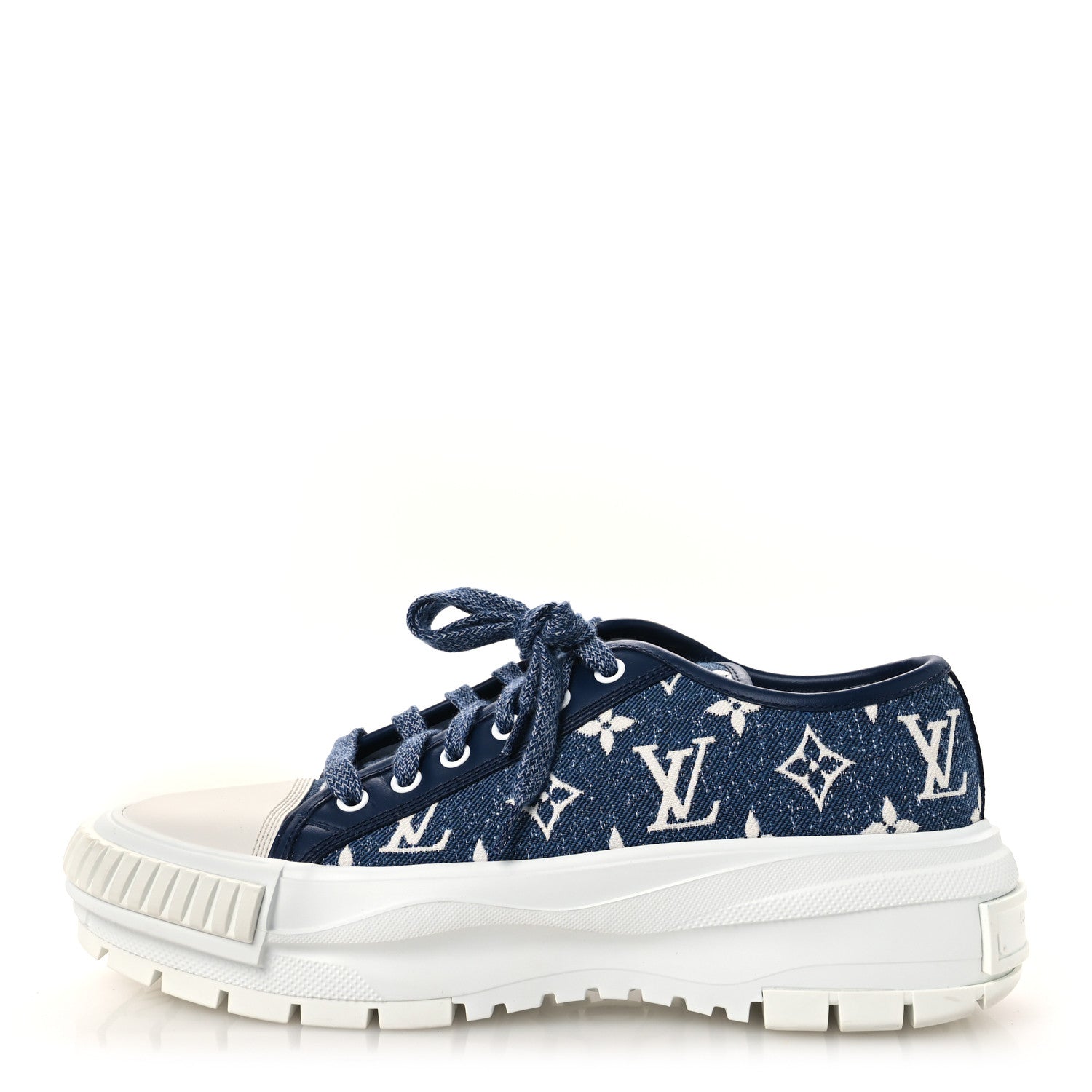 Louis Vuitton Denim Monogram Squad Sneakers 38.5 Marine 1 of 10
