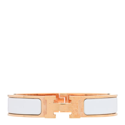 Hermes Enamel Narrow Clic Clac H Bracelet PM White 1 of 5