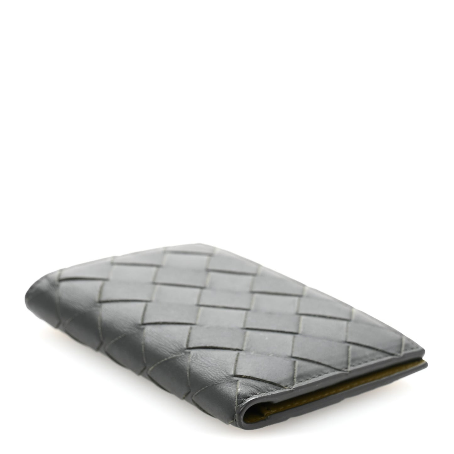 Nappa Maxi Intrecciato Bi-Fold Card Holder Kaki Olive Oil