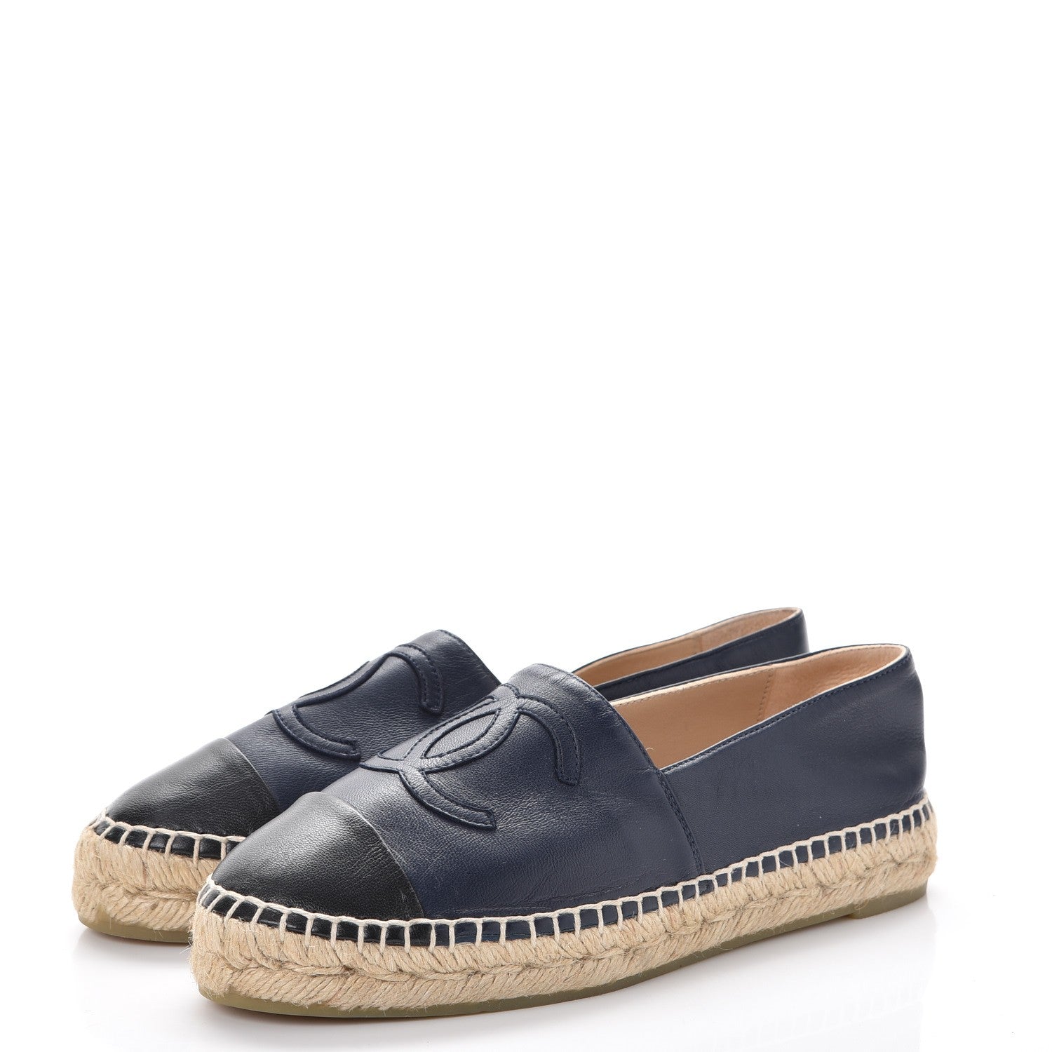 Chanel Lambskin CC Espadrilles 36 Navy Black 3 of 10