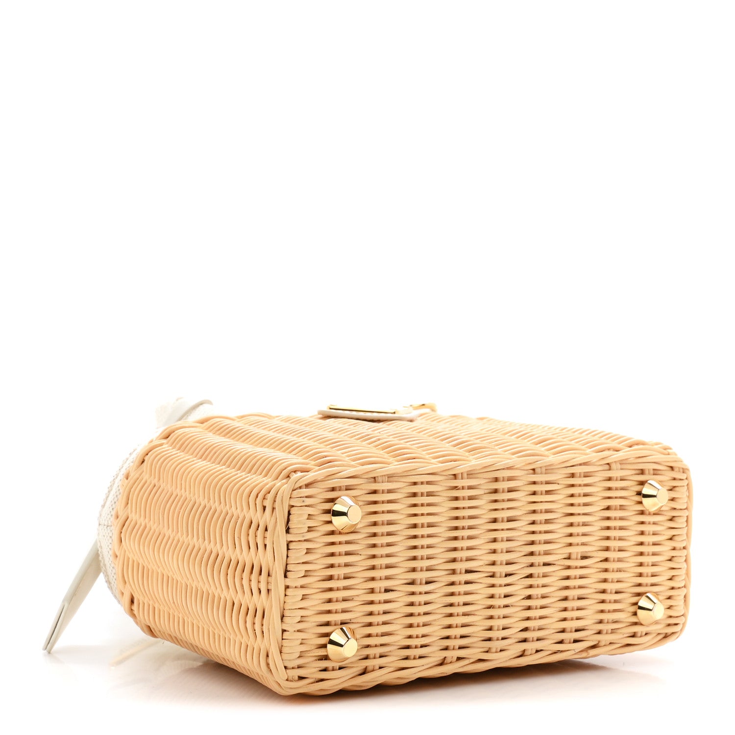 Prada Wicker Canvas Mini Tote Naturale White 4 of 11