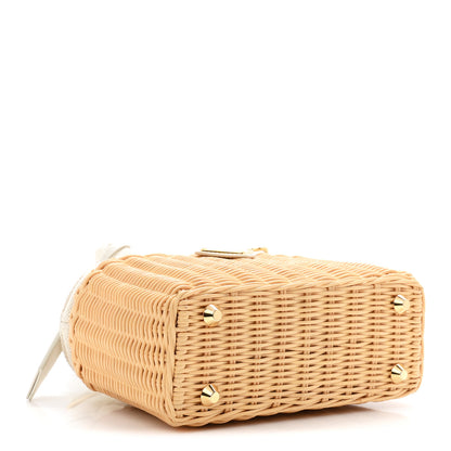 Prada Wicker Canvas Mini Tote Naturale White 4 of 11