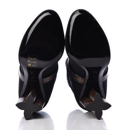 Louis Vuitton Monogram Stretch Fabric Silhouette Ankle Boots 40 Black 10 of 12
