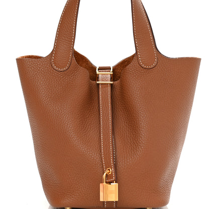 Hermes Taurillon Clemence Picotin Lock 18 PM Gold 8 of 15