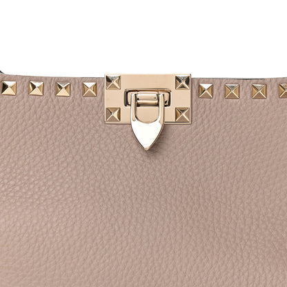 Valentino Garavani Pebbled Calfskin Small Rockstud Flip Lock Hobo Poudre 7 of 9
