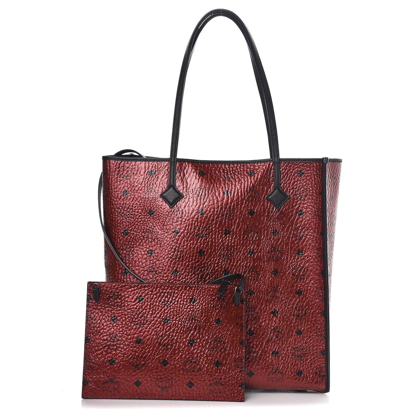 Metallic Visetos Medium Kira North South Shopper Tote Scooter Red