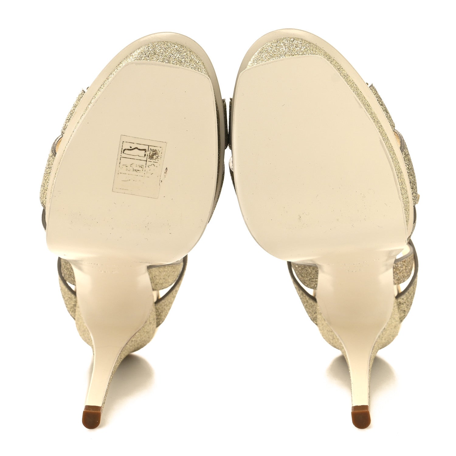 Saint Laurent Glitter Calfskin Tribute 105 Platform Sandals 38.5 Gold 5 of 9