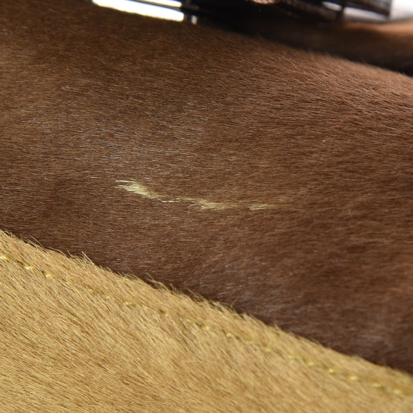 Calf Hair Mama Baguette Yellow Brown