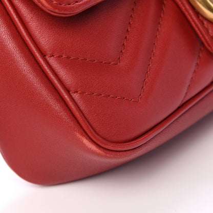 Gucci Calfskin Matelasse Super Mini GG Marmont Shoulder Bag Hibiscus Red 10 of 14