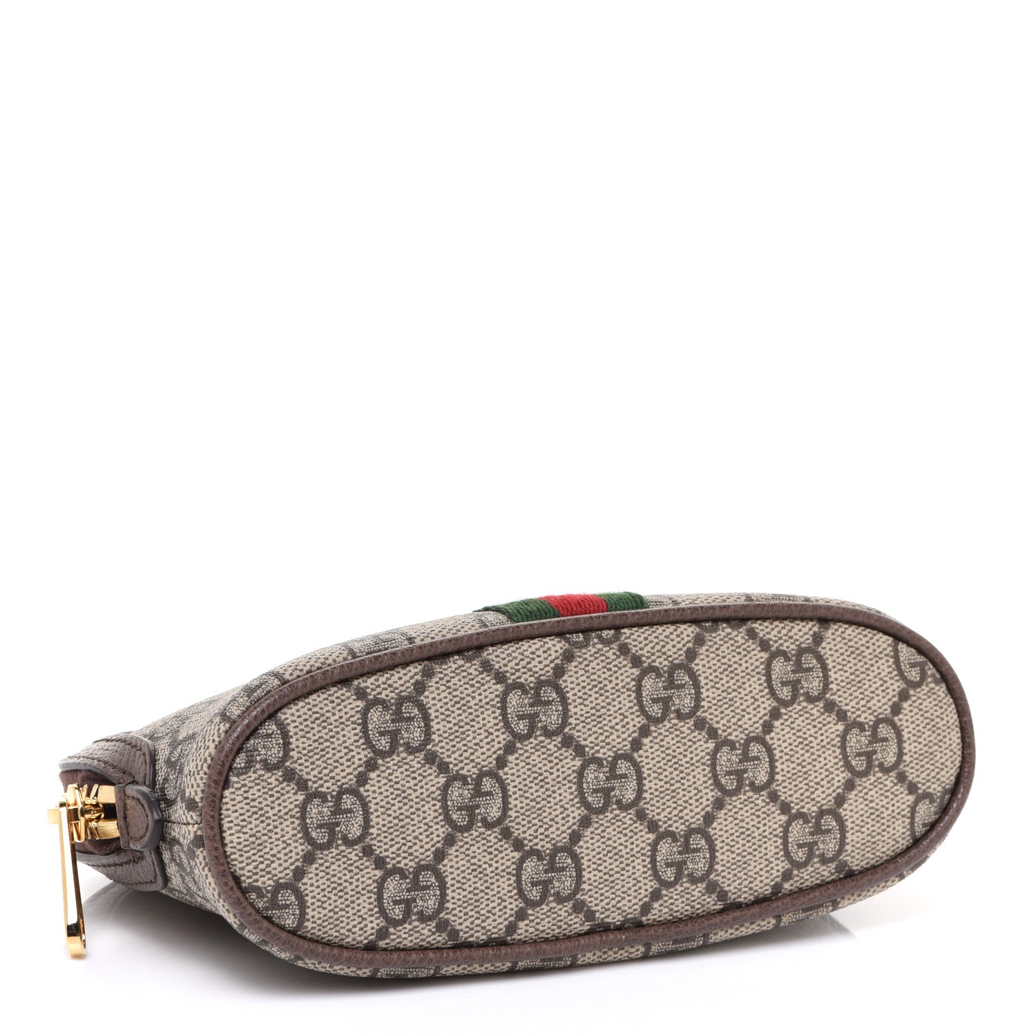Gucci GG Supreme Monogram Textured Calfskin Web Medium Ophidia Cosmetic Case Beige Ebony New Acero 4 of 8