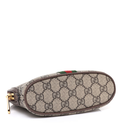 Gucci GG Supreme Monogram Textured Calfskin Web Medium Ophidia Cosmetic Case Beige Ebony New Acero 4 of 8