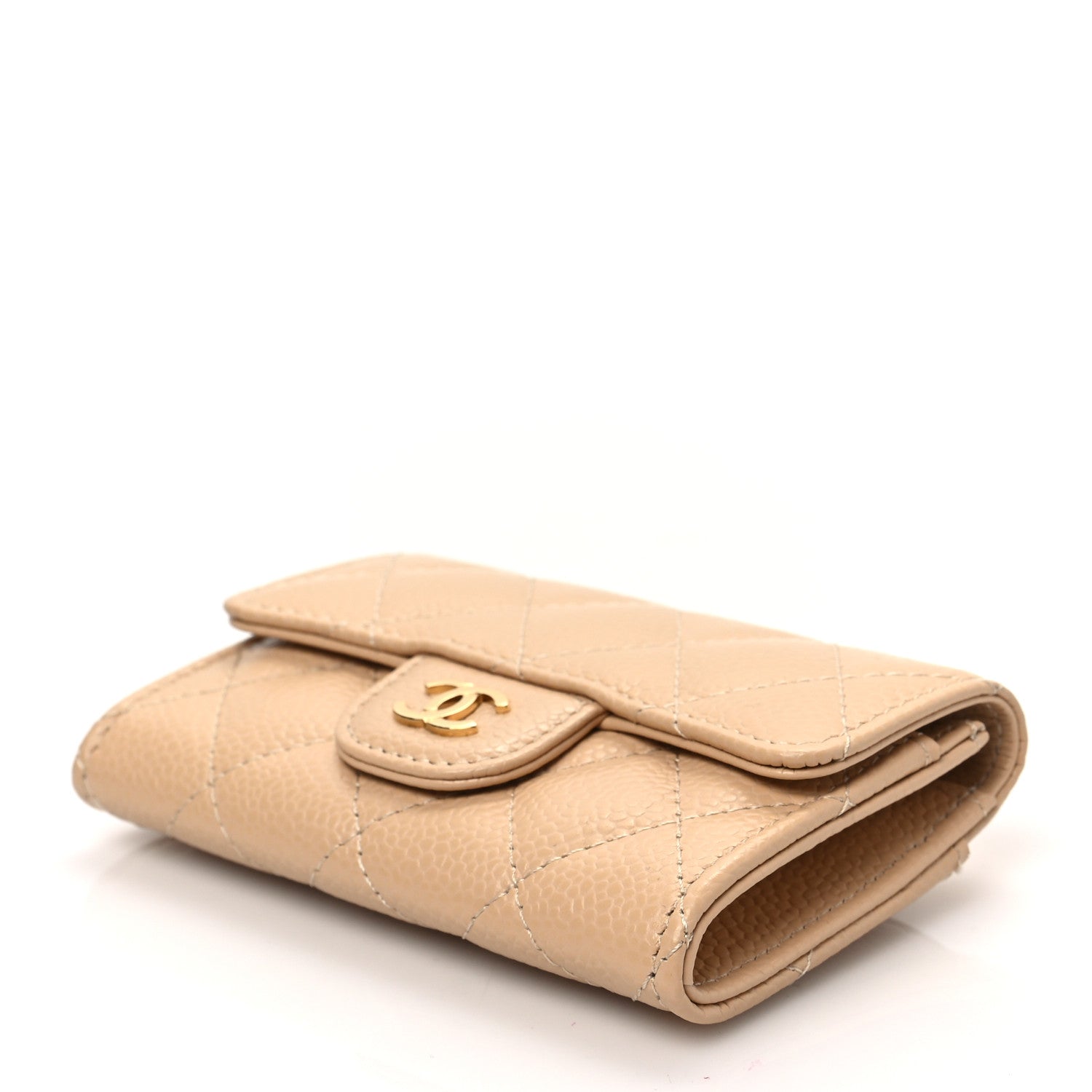 Chanel Caviar Quilted Flap Card Holder Wallet Beige 9 of 9