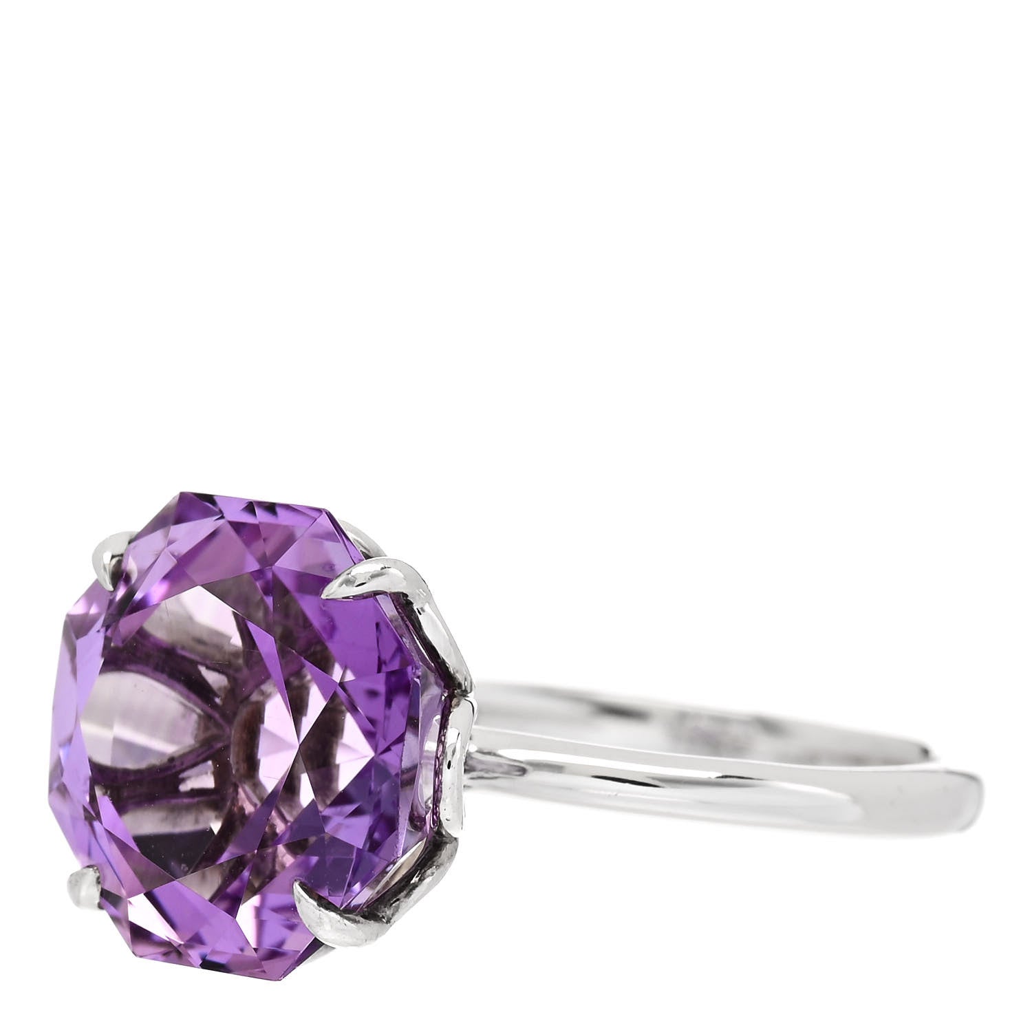 Tiffany Sterling Silver Amethyst Sparklers Octagonal Cocktail Ring 56 7.5 3 of 6