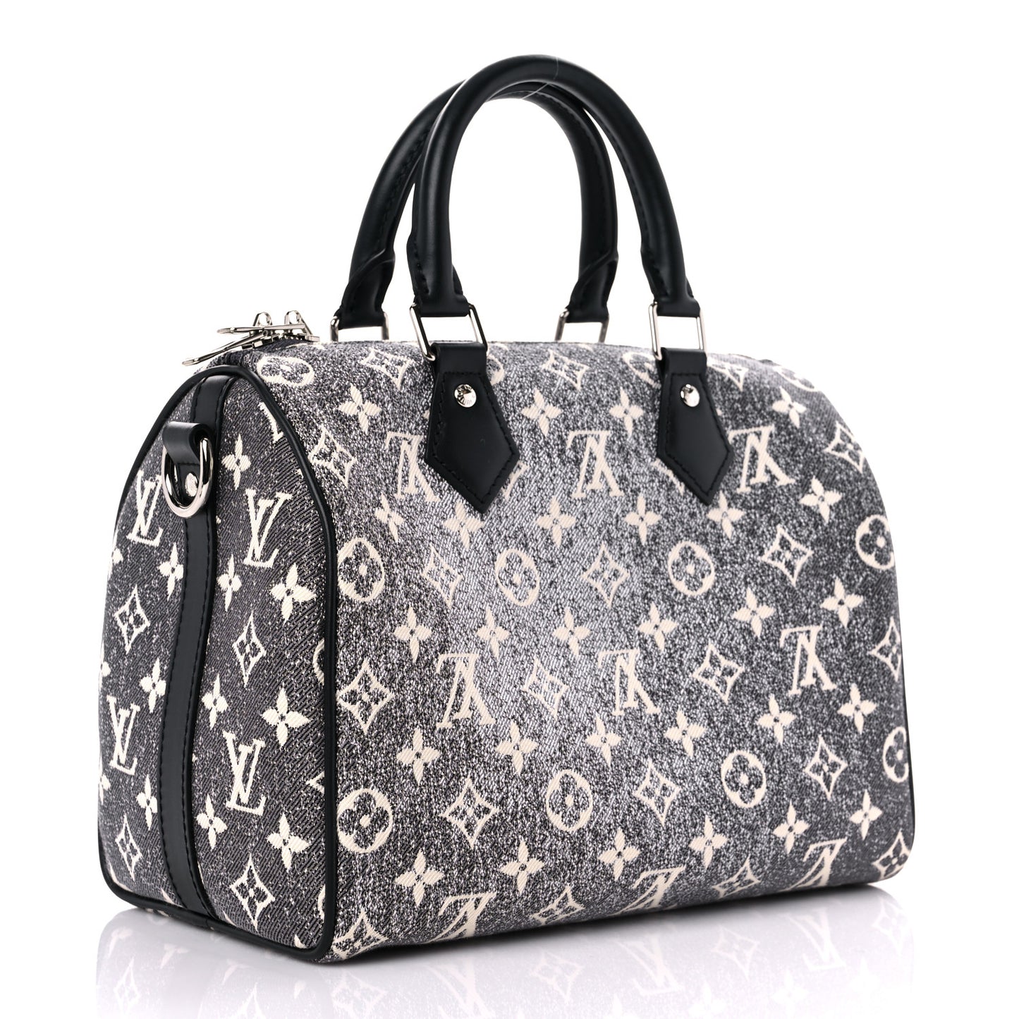 Denim Monogram Jacquard Speedy Bandouliere 25 Black