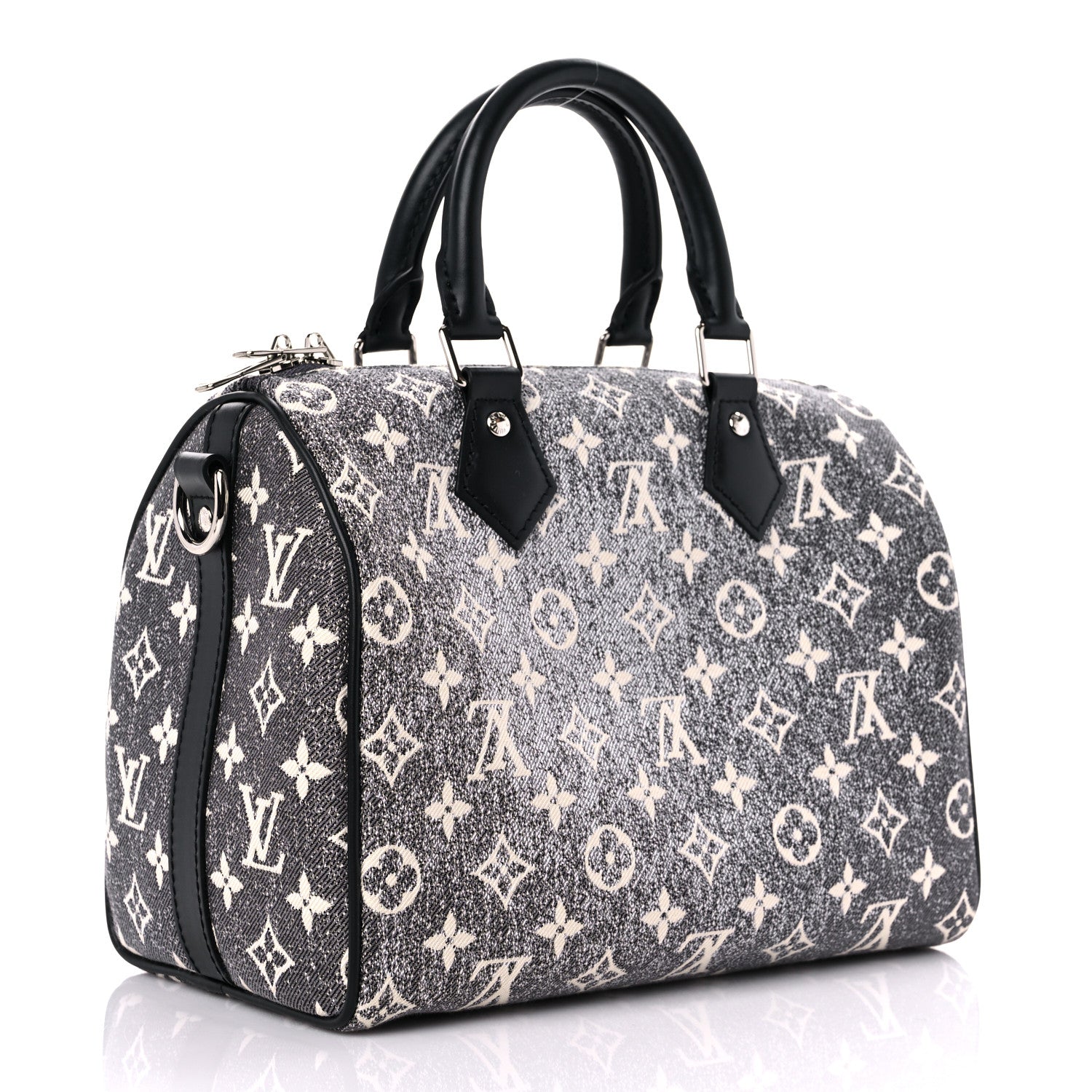 Louis Vuitton Denim Monogram Jacquard Speedy Bandouliere 25 Black 3 of 9
