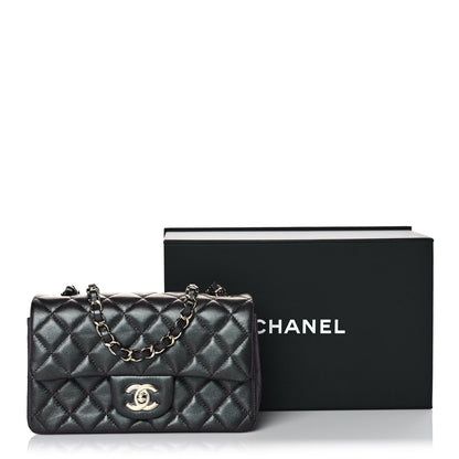 Chanel Iridescent Lambskin Quilted Mini Rectangular Flap Black 14 of 14