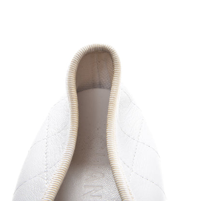 Chanel Lambskin Quilted Cambon Ballerina Flats 41 White Black 9 of 10