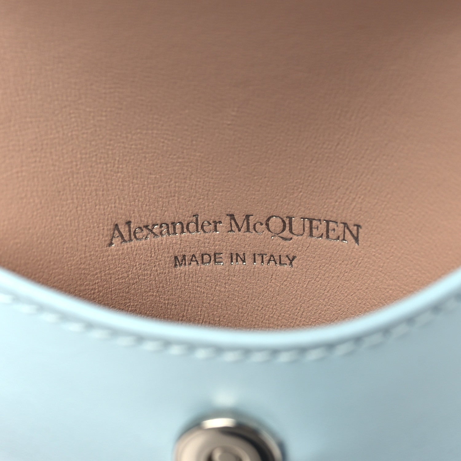 Alexander McQueen Calfskin The Curve Micro Crossbody Pouch Bag Pale Blue 5 of 5