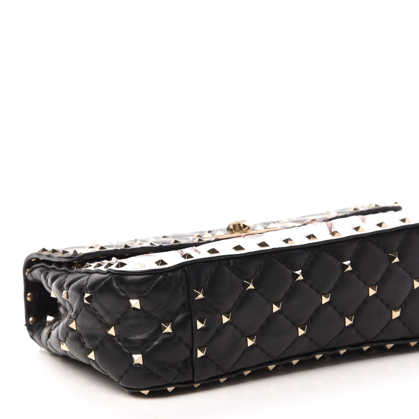 Lambskin Ayers Flames Medium Rockstud Spike Shoulder Bag Black