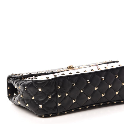 Valentino Garavani Lambskin Ayers Flames Medium Rockstud Spike Shoulder Bag Black 6 of 14