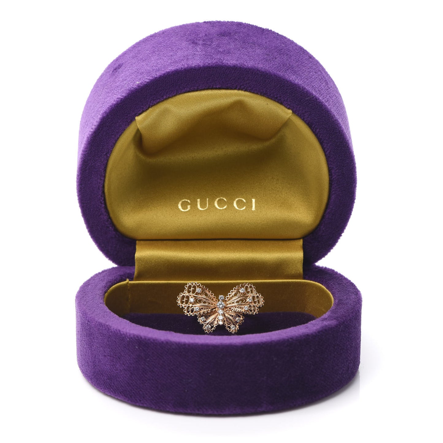 18K Yellow Gold Diamond Butterfly Ring 56 7.5